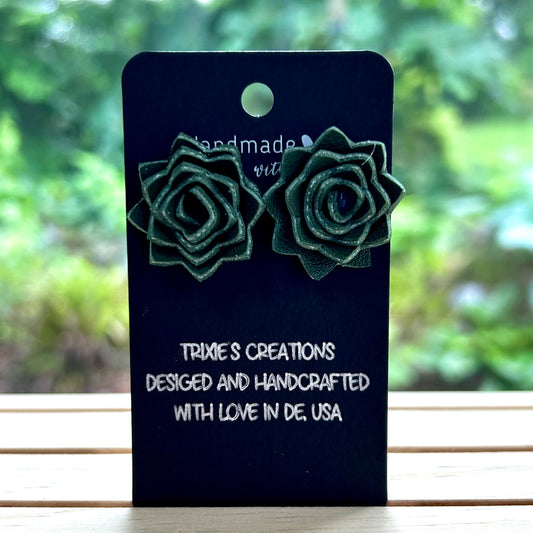 Faux Leather Earrings - Forest Charm