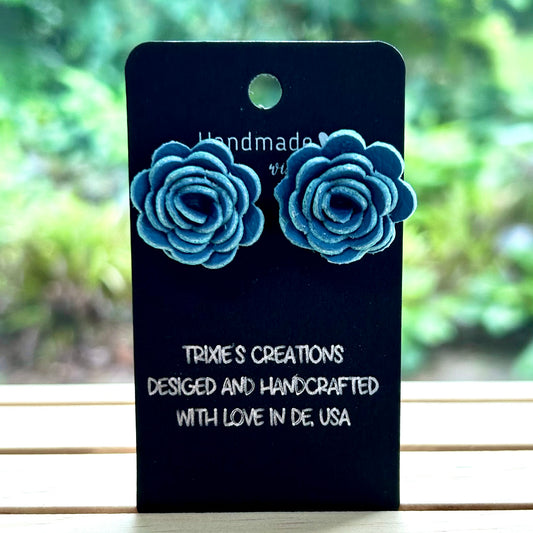Faux Leather Earrings - Ocean Breeze
