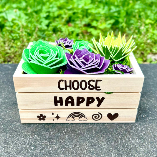 Mini Faux Leather Succulent Box “Choose Happy”